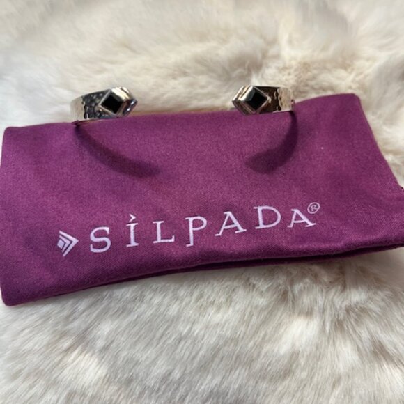 Silpada Sterling Silver - Black Stone Cuff Bracelet - Picture 3 of 5